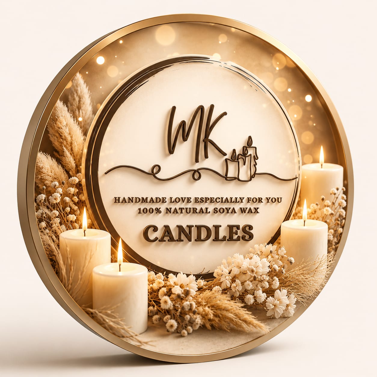 MK Natural Candles handmade soya wax candle brand visual